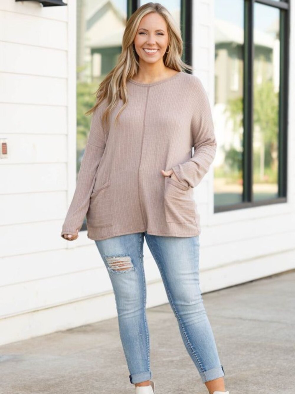 CHIC SOUL I Cattail Tunic Top, Mocha - Picture 6 of 6